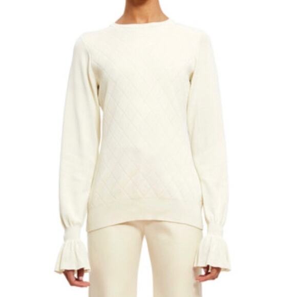Opening Ceremony Compact Flare Sleeve Knit Cream Crewneck Sweater MEDIUM - Picture 1 of 11
